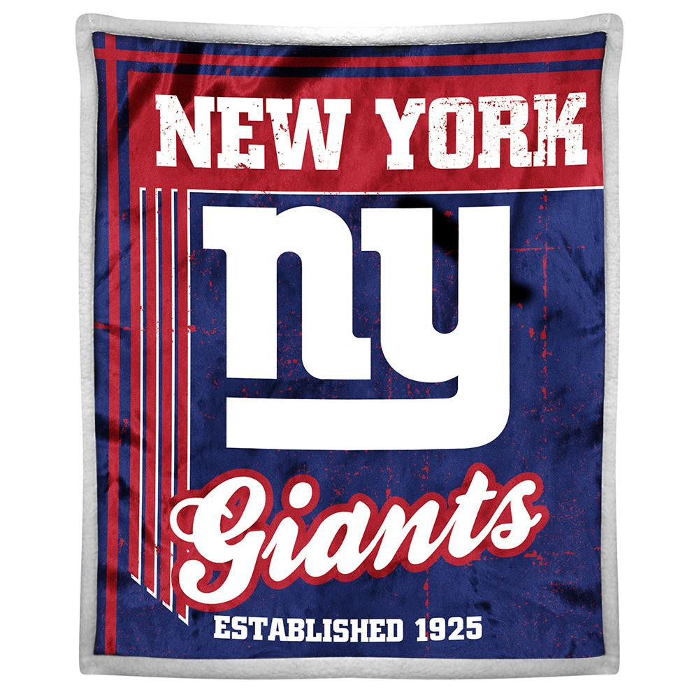New York Giants NFL Mink Sherpa Throw (50in x 60in)