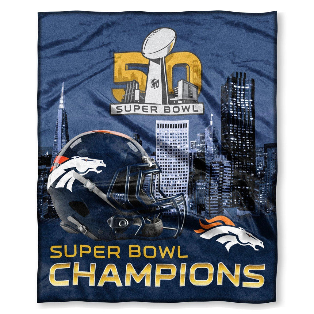 Denver Broncos NFL Super Bowl 50 Champions Silk Touch Super Soft Blanket (50in x 60in)