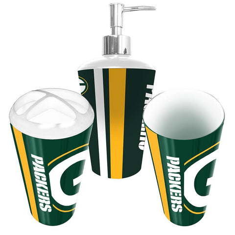 Green Bay Packers NFL Bath Tumbler, Toothbrush Holder & Soap Pump (3pc Set)