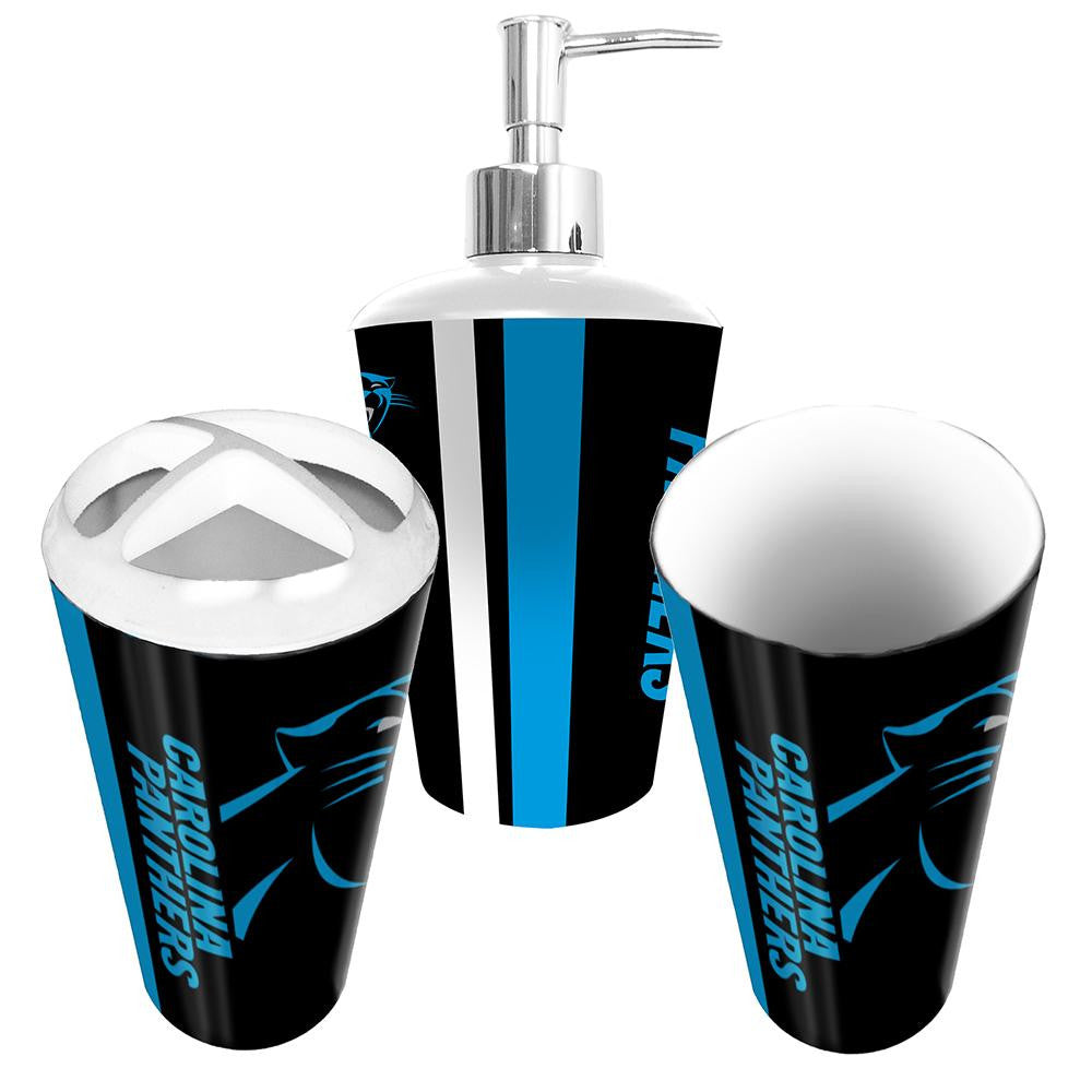 Carolina Panthers NFL Bath Tumbler, Toothbrush Holder & Soap Pump (3pc Set)