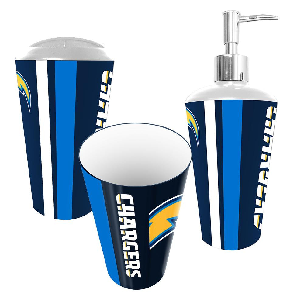 San Diego Chargers NFL Bath Tumbler, Toothbrush Holder & Soap Pump (3pc Set)