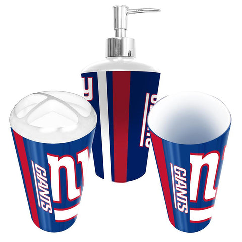 New York Giants NFL Bath Tumbler, Toothbrush Holder & Soap Pump (3pc Set)