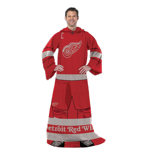 Detroit Red Wings NHL Adult Uniform Comfy Throw Blanket w- Sleeves