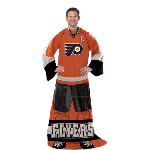 Philadelphia Flyers NHL Adult Uniform Comfy Throw Blanket w- Sleeves