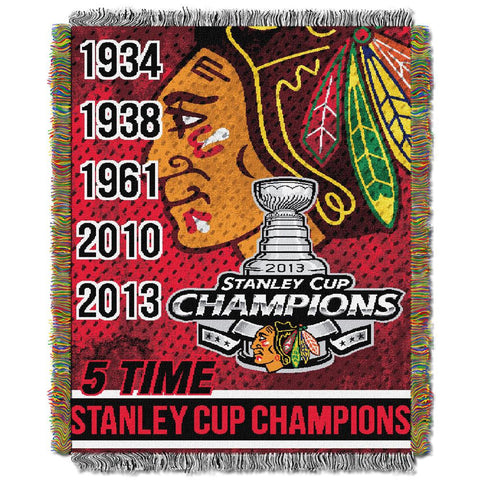 Chicago Blackhawks NHL Championship Commemorative Woven Tapestry Throw (48x60)
