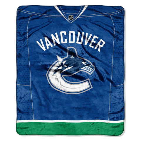 Vancouver Canucks NHL Royal Plush Raschel Blanket (Jersey Series) (50in x 60in)