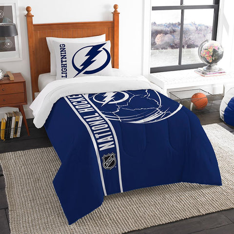 Tampa Bay Lightning NHL Printed Comforter & Sham Set (Twin) (64 x 86)