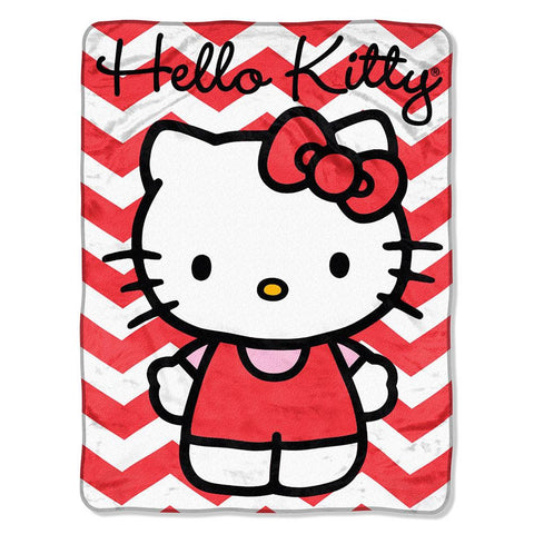 Hello Kitty - Chevron  Micro Raschel Blanket (46in x 60in)
