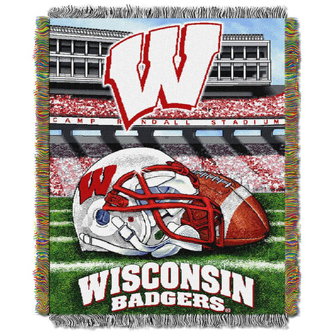Wisconsin Badgers NCAA Woven Tapestry Throw (Home Field Advantage) (48x60)