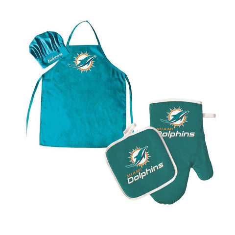 Maimi Dolphins NFL Barbeque Apron, Chef's Hat and Pot Holder Deluxe Set