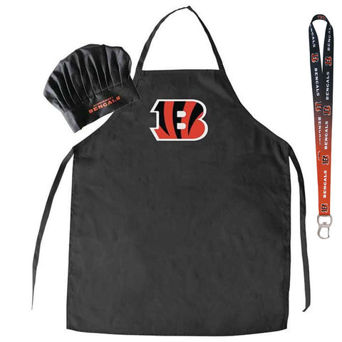 Cincinnati Bengals NFL Barbeque Apron and Chef's Hat with Bottle Opener