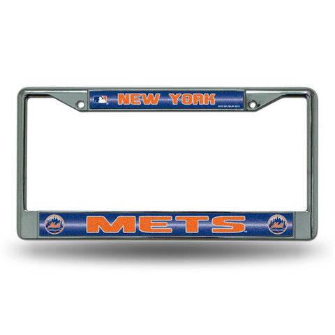 New York Mets MLB Bling Glitter Chrome License Plate Frame