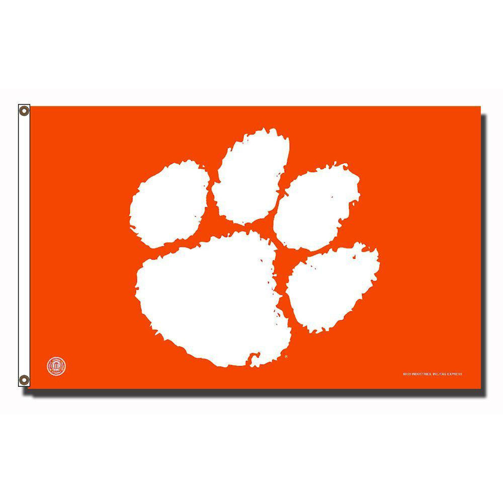 Clemson Tigers NCAA 3ft x 5ft Banner Flag (Orange W-White Paw)