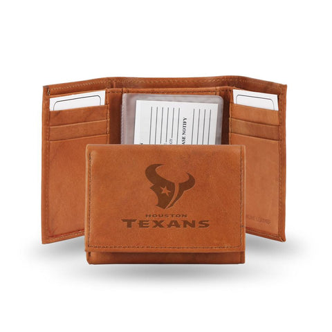 Houston Texans NFL Tri-Fold Wallet (Pecan Cowhide)