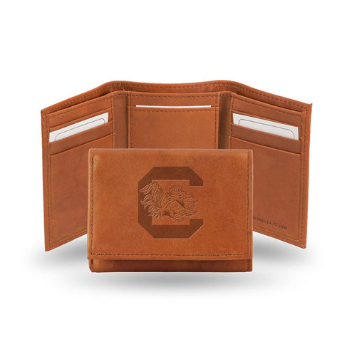 South Carolina Gamecocks  Tri-Fold Wallet (Pecan Cowhide)