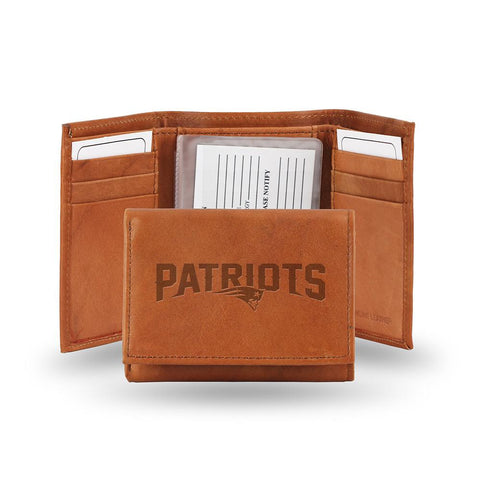 New England Patriots  Tri-Fold Wallet (Pecan Cowhide)