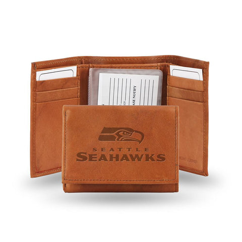 Seattle Seahawks  Tri-Fold Wallet (Pecan Cowhide)