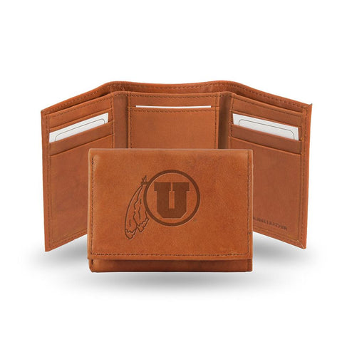 Utah Utes  Tri-Fold Wallet (Pecan Cowhide)