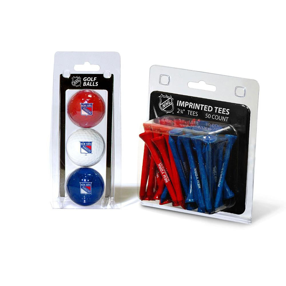 New York Rangers NHL 3 Ball Pack and 50 Tee Pack