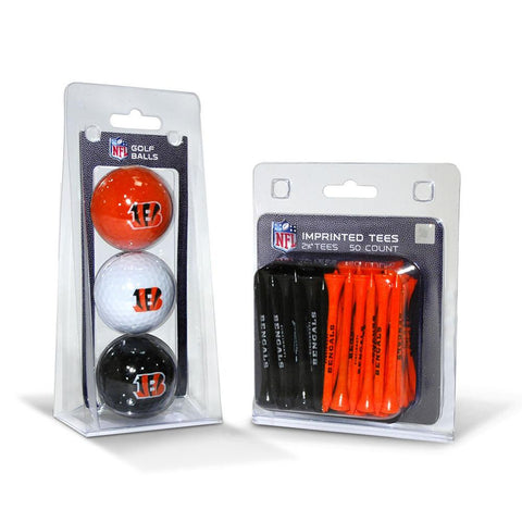 Cincinnati Bengals NFL 3 Ball Pack and 50 Tee Pack