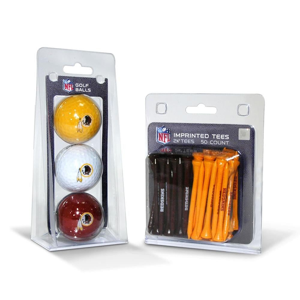 Washington Redskins NFL 3 Ball Pack and 50 Tee Pack