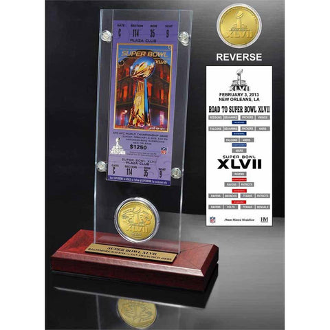 Super Bowl 47  Flip Coin Ticket Acrylic