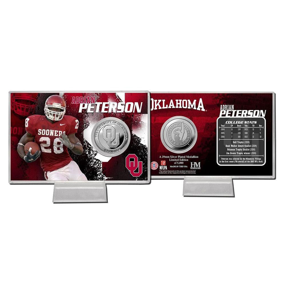 Adrian Peterson Oklahoma Silver Coin Card