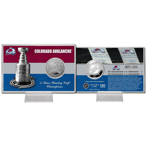 Colorado Avalanche Stanley Cup inHistoryin Silver Coin Card