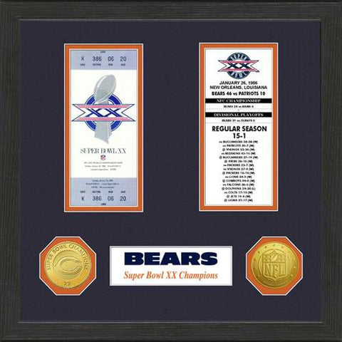 Chicago Bears  SB Championship Ticket Collection