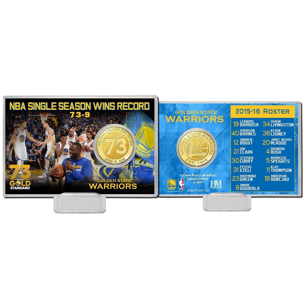 Golden State Warriors 73 Win Record Bronze Coin Card