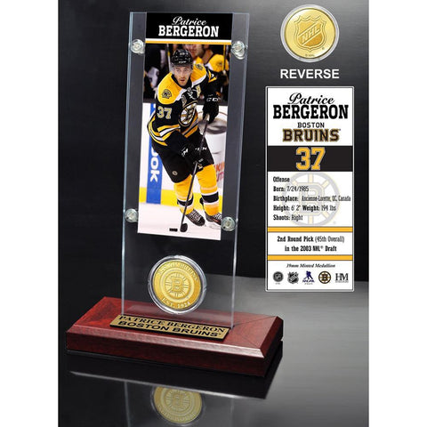 Patrice Bergeron Ticket and Bronze Coin Desktop Acrylic