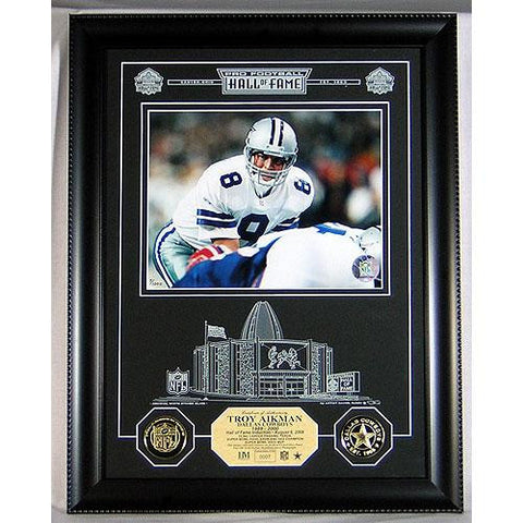 Troy Aikman Hof Archival Etched Glass Photomint