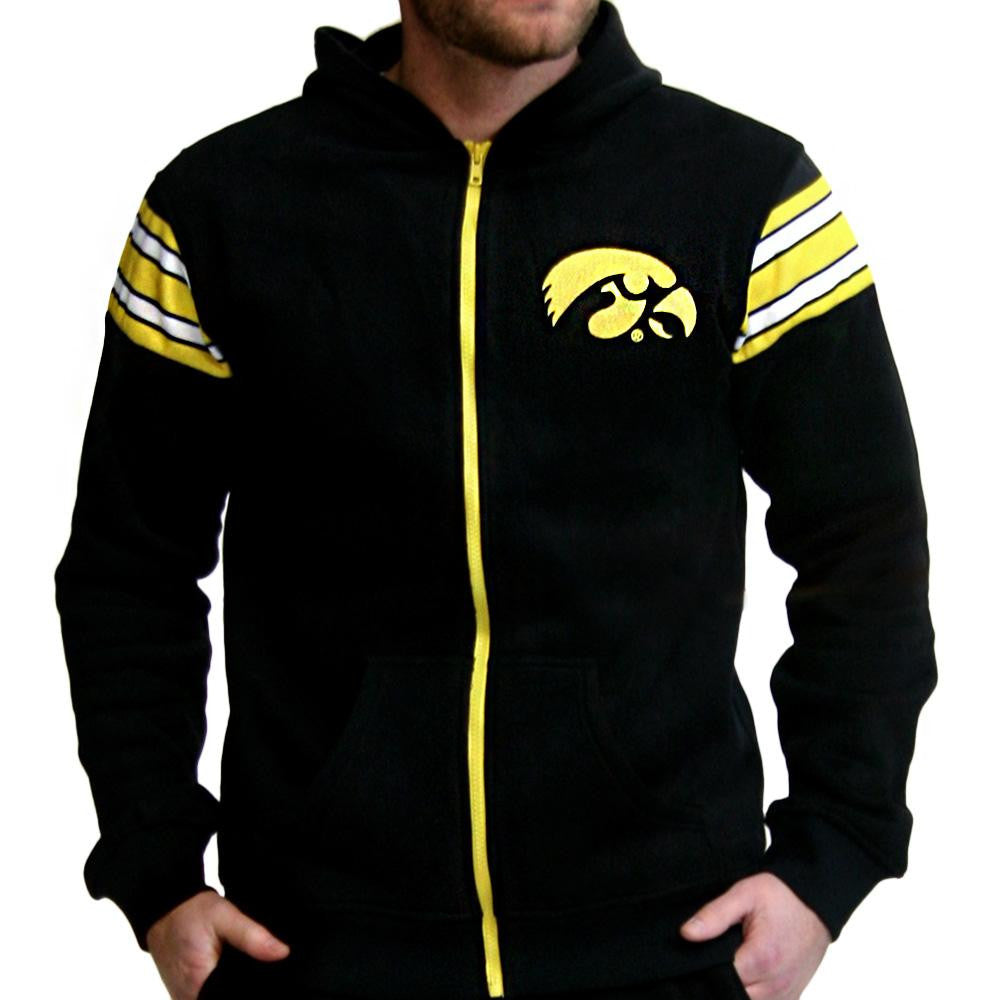 Iowa Hawkeyes NCAA Mens Full-Zip Hoddie (Black) (Small)