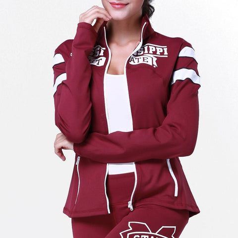 Mississippi State Bulldogs NCAA Womens Yoga Jacket (Maroon)