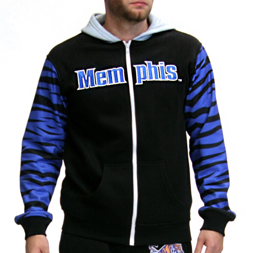 Memphis Tigers NCAA Mens Full-Zip Hoddie (Black) (Medium)