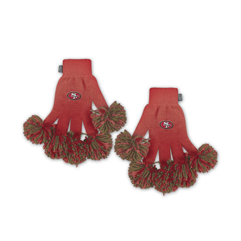 San Francisco 49ers NFL Spirit Fingerz Embroidered Pom Gloves