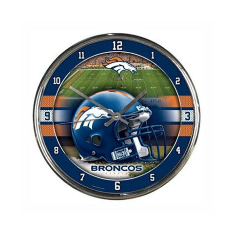 Denver Broncos NFL Chrome Round Clock