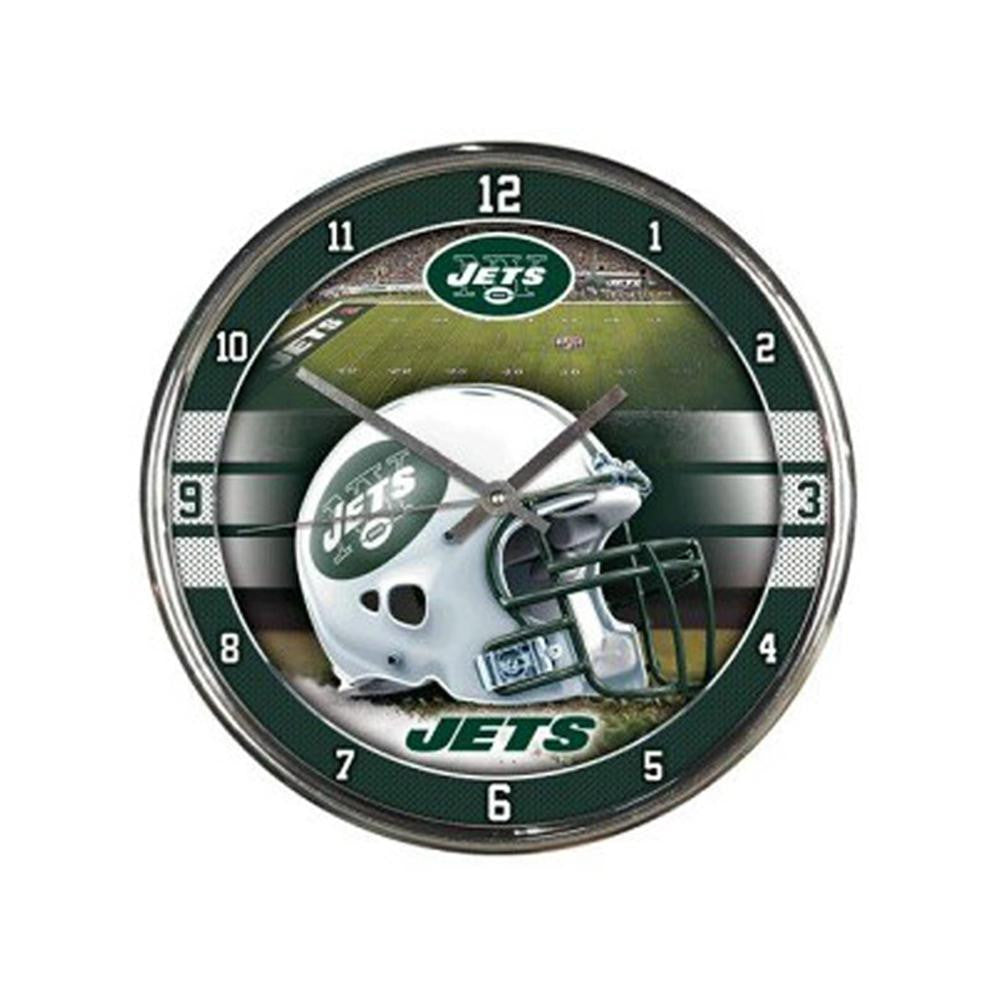 New York Jets NFL Chrome Round Clock