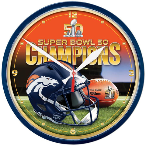 Denver Broncos NFL Super Bowl 50 Champions Round Wall Clock