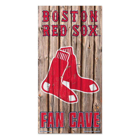 Boston Red Sox MLB Fan Cave Retro Wood Sign (6in x12 in)