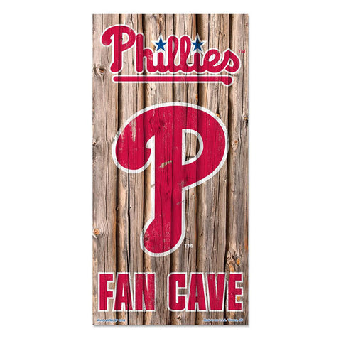 Philadelphia Phillies MLB Fan Cave Retro Wood Sign (6in x12 in)