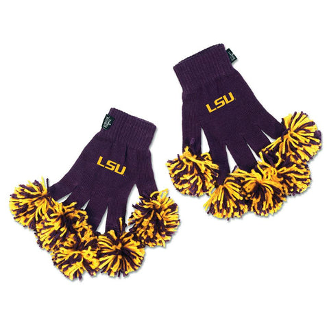 LSU Tigers NCAA Spirit Fingerz Embroidered Pom Gloves