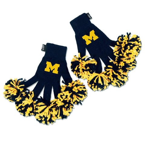Michigan Wolverines NCAA Spirit Fingerz Embroidered Pom Gloves