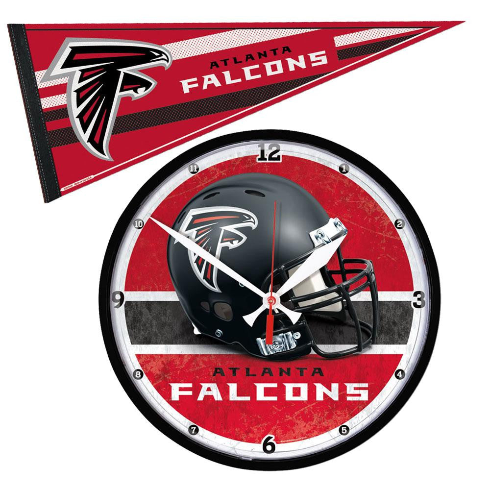 Atlanta Falcons NFL Round Wall Clock and Pennant Gift Set