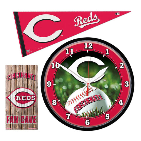 Cincinnati Reds MLB Ultimate Clock, Pennant and Wall Sign Gift Set