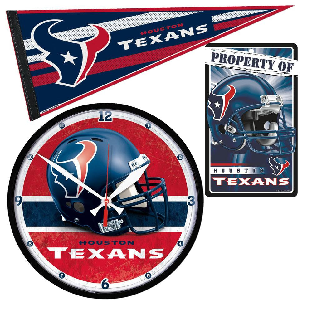 Houston Texans NFL Ultimate Clock, Pennant and Wall Sign Gift Set