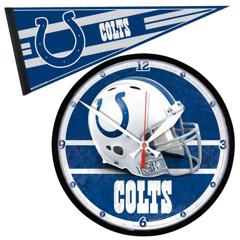 Indianapolis Colts NFL Round Wall Clock and Pennant Gift Set