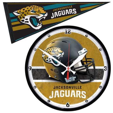 Jacksonville Jaguars NFL Round Wall Clock and Pennant Gift Set