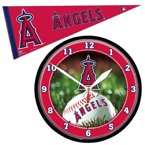 Los Angeles Angels MLB Round Wall Clock and Pennant Gift Set