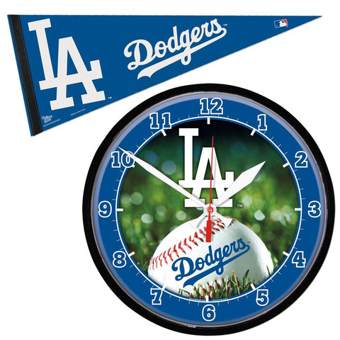 Los Angeles Dodgers MLB Round Wall Clock and Pennant Gift Set